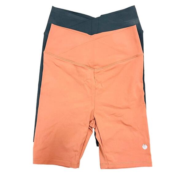 FLEXLIVING Blue Grey Peach Tan Scrunch High Rise Waisted Biker Short 7